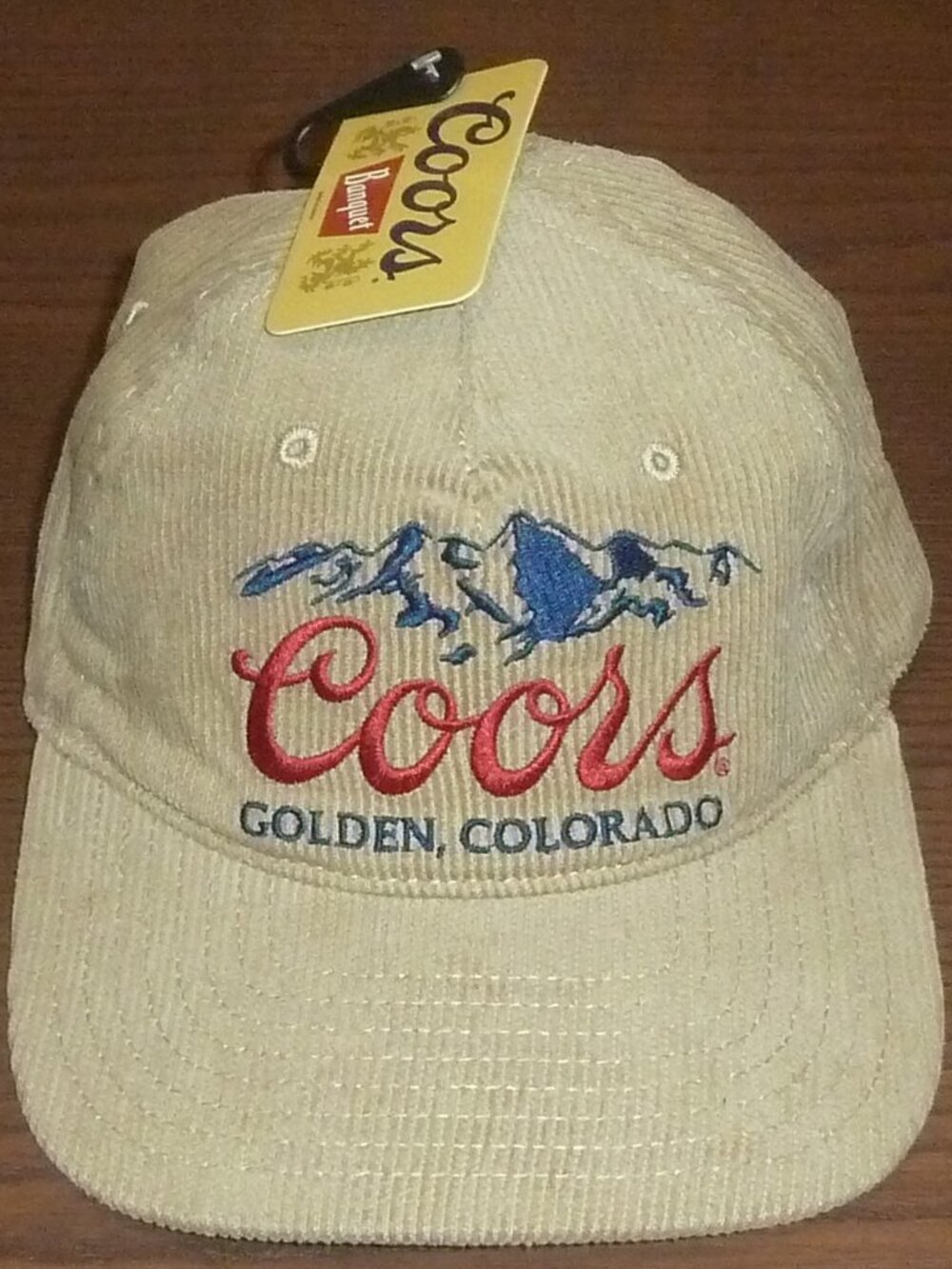 Trucker Hat Men's Tan Beige Corduroy Coors Golden Colorado Snapback